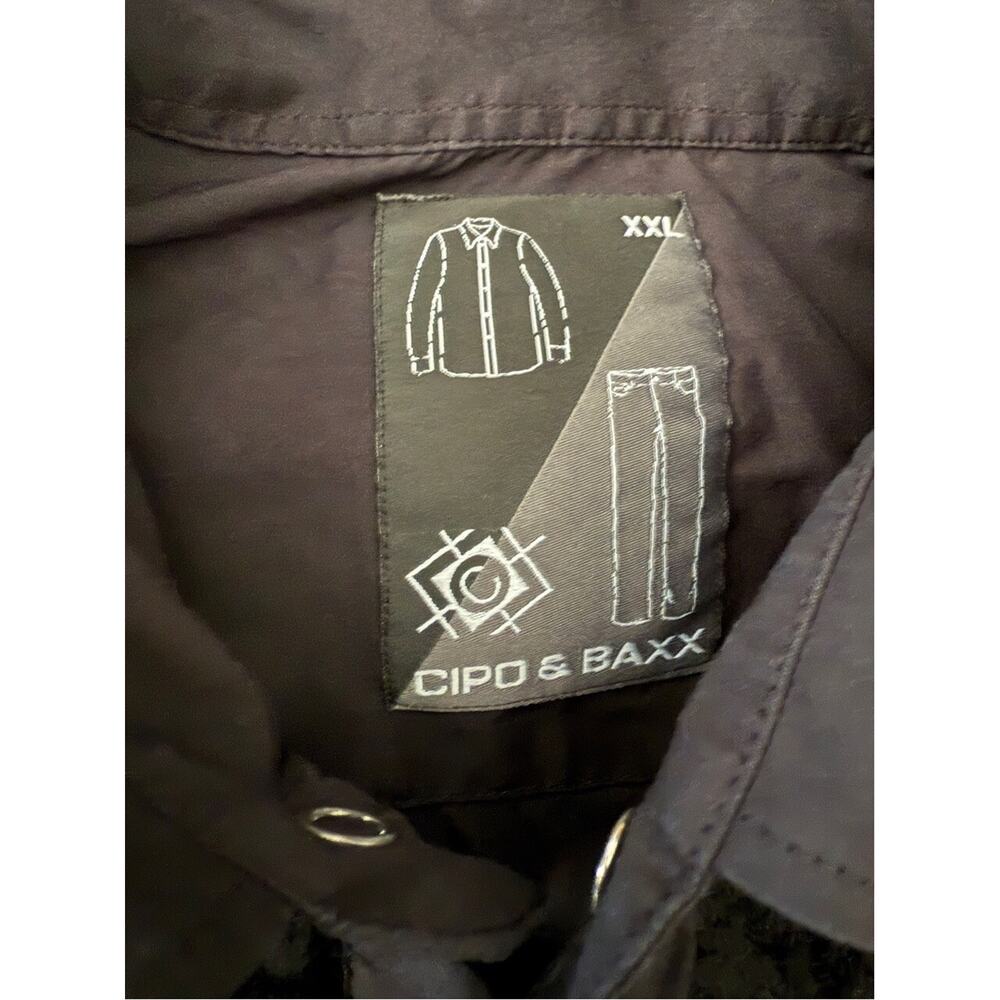 Cipo & Baxx Pearl Snap Front Dress Shirt Cable Knit Panels Black Men’s Size 2XL - Picture 3 of 9